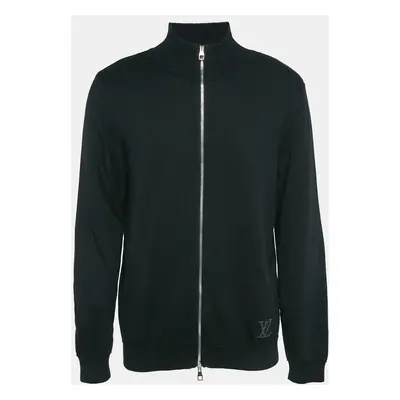 Louis Vuitton Black Logo Intarsia Rib Knit Zip-Up Jacket