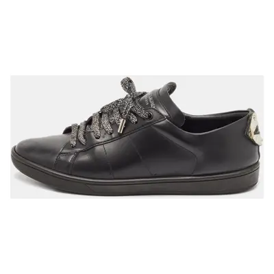 Saint Laurent Black Leather Ayers Signature Court Lips Sneakers Size