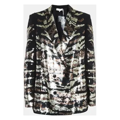 Elisabetta Franchi Black/Gold Sequin Crepe Blazer