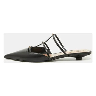 Valentino Black Leather Rockstud Wispy Flat Mules Size