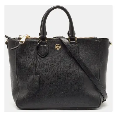 Tory Burch Black Leather Robinson Double Zip Tote