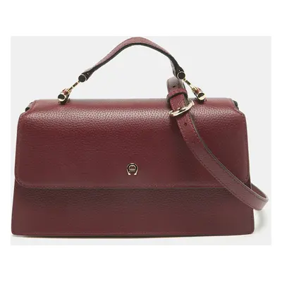 Aigner Burgundy Leather Medium Delia Top Handle Bag