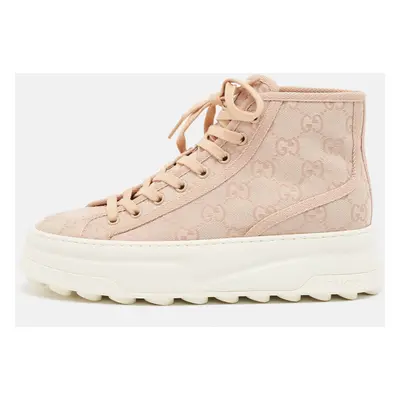 Gucci Pink GG Canvas Tennis High Top Sneakers Size 38.5