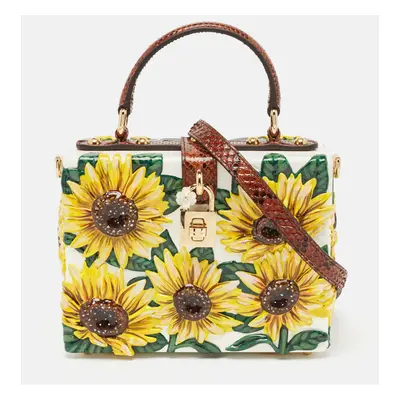 Dolce & Gabbana Yellow/Brown Acrylic and Python Trim Sunflower Dolce Box Bag