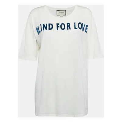 Gucci White Blind For Love Sequin Jersey Oversized T-Shirt