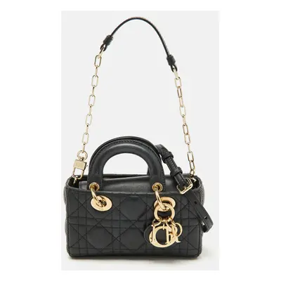 Dior Black Cannage Leather Micro Lady D-Joy Bag