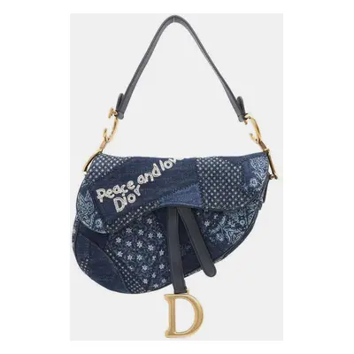 Dior Blue Denim Saddle Shoulder Bag