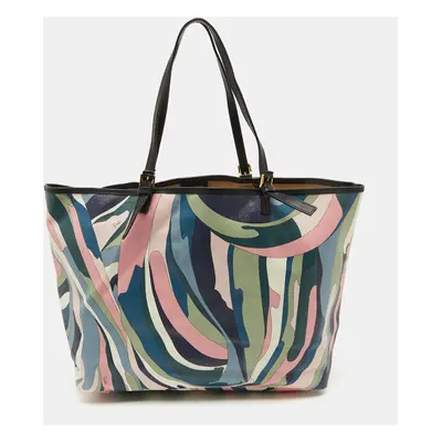 Emilio Pucci Multicolor Printed Coated Canvas and Leather Shopper Tote