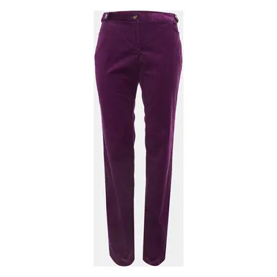 Roberto Cavalli Purple Corduroy Buttoned Straight Leg Pants