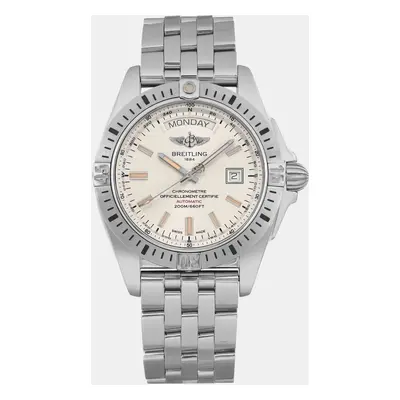 Breitling Galactic Steel Day-Date Silver Dial Men's Wristwatch