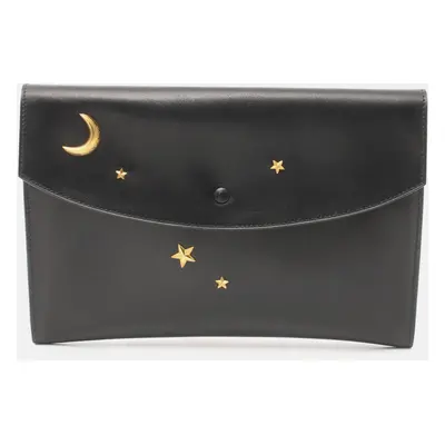 Hermes Black Box Calf Leather Clutch Bag