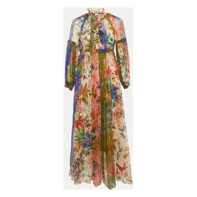 Zimmermann Multicolor Floral Print Chiffon Silk Maxi Dress