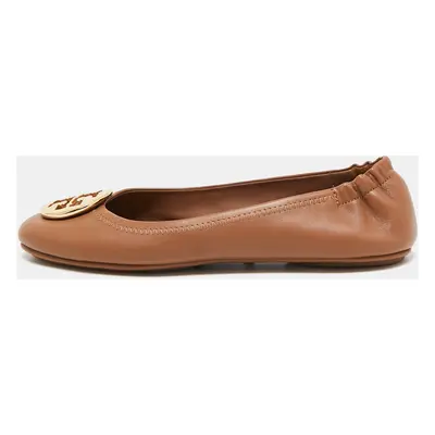 Tory Burch Brown Leather Minnie Ballet Flats Size