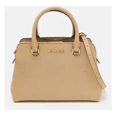 Michael Kors Beige Leather Small Idina Satchel