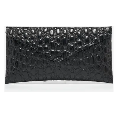 Alaia Black Croc Embossed Leather Envelope Clutch