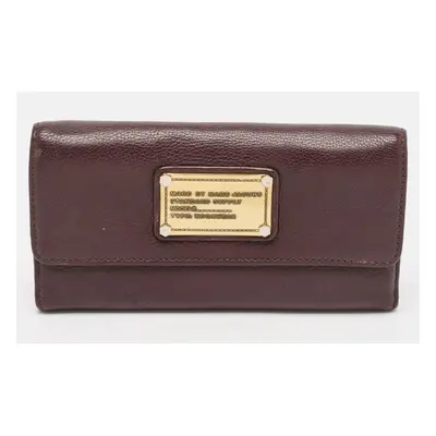 Marc by Marc Jacobs Dark Purple Leather Flap Wallet