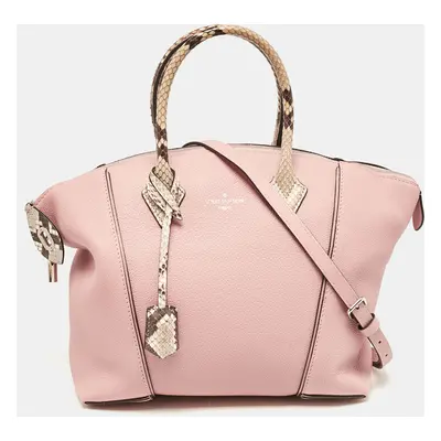 Louis Vuitton Pink/Beige Leather and Python Soft Lockit PM Bag