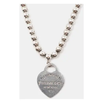 Tiffany & Co. Return to Tiffany Beads Sterling Silver Heart Tag Necklace