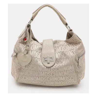 Movado Beige Canvas and Patent Leather Hobo