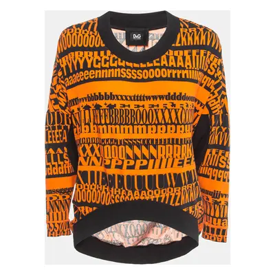 Dolce & Gabbana Black/Orange Printed Knit Top