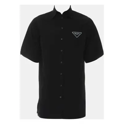 Prada Black Cotton Logo Button-Up Shirt