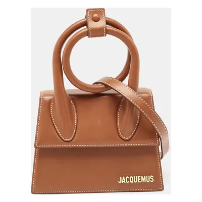 Jacquemus Brown Leather Le Chiquito Noeud Top Handle Bag