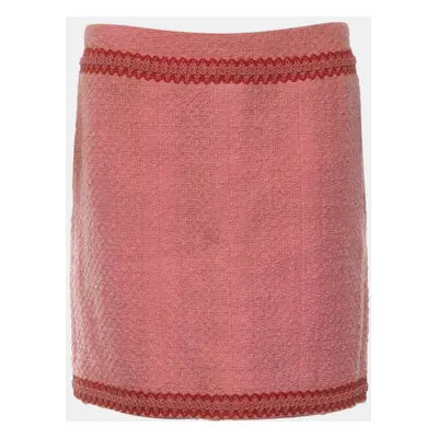 Chanel Pink Wool Vintage Tweed Skirt FR Women