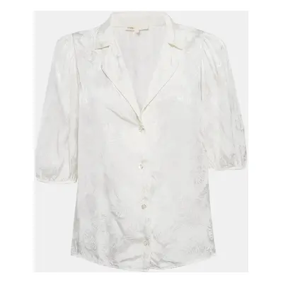 Maje White Ecru Jungle Jacquard Satin Shirt