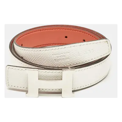 Hermes Blanc/Rose Tea Epsom and Swift Leather Constance Reversible Belt