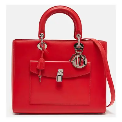 Dior Red Leather Large Lady Dior Pocket Tote