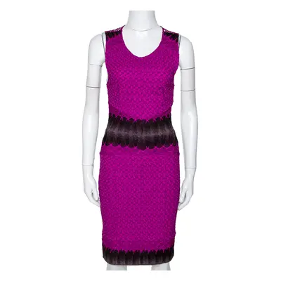 Missoni Purple Crochet Knit Sleeveless Fitted Dress