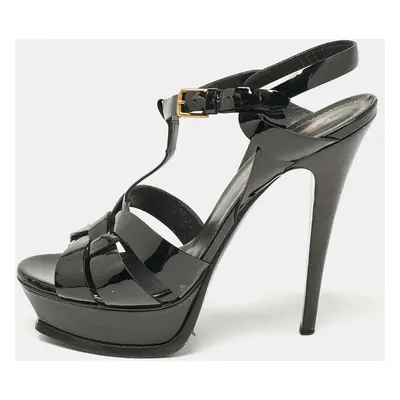 Yves Saint Laurent Black Patent Leather Platform Sandals Size