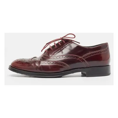 Dolce & Gabbana Burgundy Brogue Leather Lace Up Oxfords Size 38.5