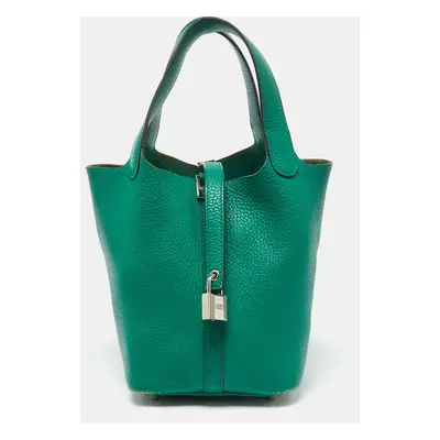 Hermes Menthe Clemence Leather Picotin Lock Bag