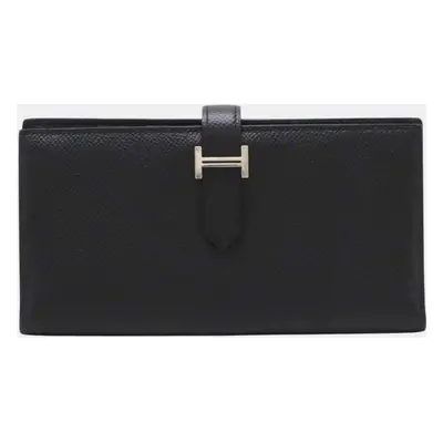 Hermes Bearn Souffle Leather Wallet Black