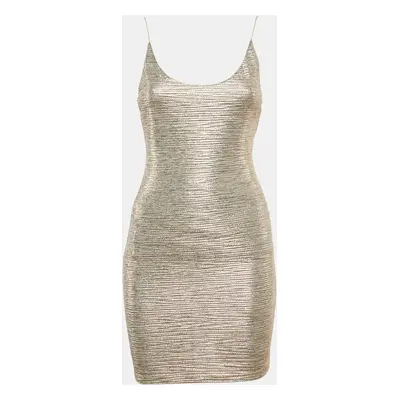 Alice + Olivia Gold Lurex Knit Sleeveless Mini Dress