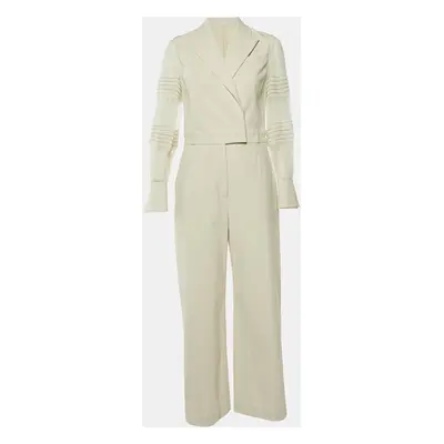 Brunello Cucinelli Light Beige Cotton Monili Detail Jumpsuit