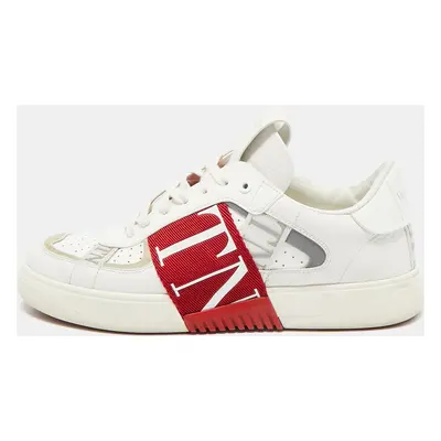 Valentino White/Red Canvas and Leather VL7N Low Top Sneakers Size