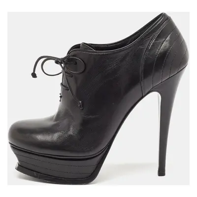 Yves Saint Laurent Black Leather Platform Booties Size