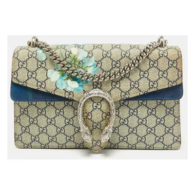 Gucci Blue/Beige GG Supreme Canvas and Suede Small Blooms Dionysus Shoulder Bag