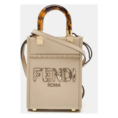 Fendi Beige Leather Mini Sunshine Tote