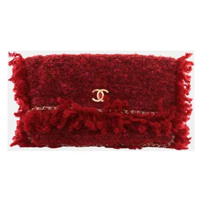 Chanel Red Tweed Fringe Paris Cosmopolite Clutch