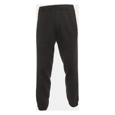 Fendi Black Wool Blend Knit Logo Tape Trimmed Trackpants