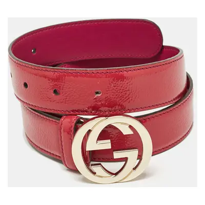 Gucci Pink Patent Leather Interlocking G Buckle Belt