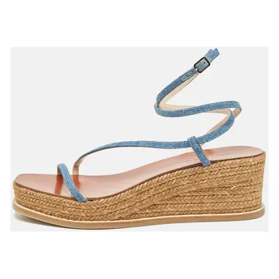 Jimmy Choo Blue Denim Wedge Sandals Size