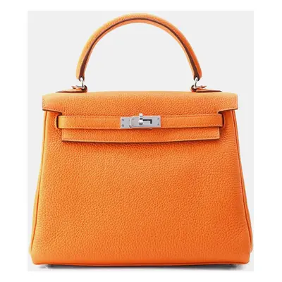 Hermes Orange Togo Leather Kelly Bag