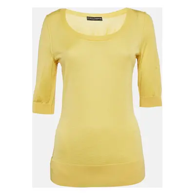 Dolce & Gabbana Yellow Cashmere Knit Top