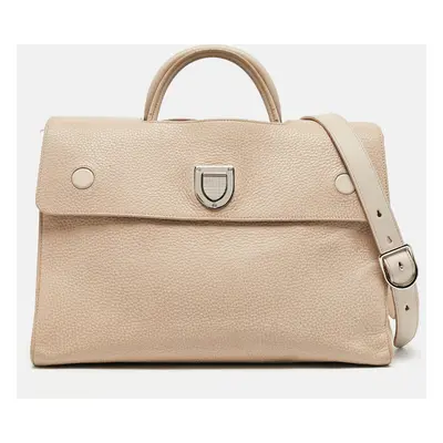 Dior Two Tone Beige Leather Large Diorever Top Handle Bag