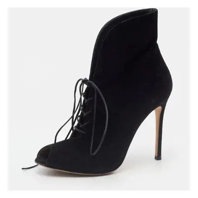 Gianvito Rossi Black Suede Jane Ankle Booties Size