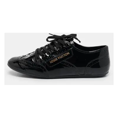 Louis Vuitton Black Patent Leather Low Top Brogue Sneakers Size